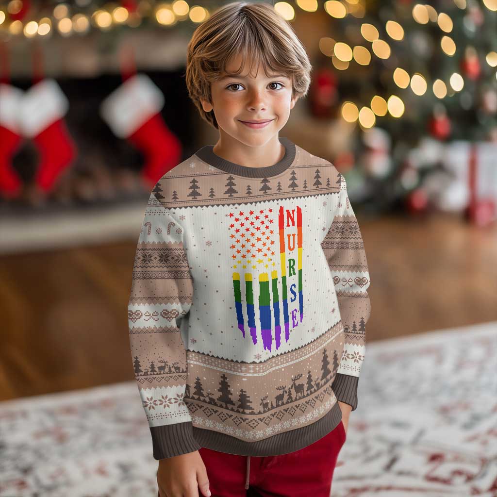 Rainbow RN Ally Pride Month Ugly Christmas Sweater LGBTQ Healthcare Worker TS12 Mocha Mousse Print Your Wear