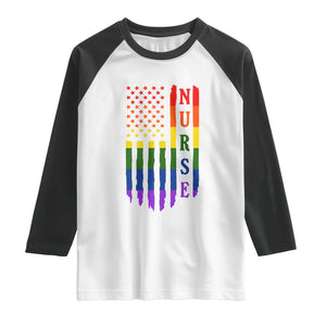 Rainbow RN Ally Pride Month Raglan Shirt LGBTQ Healthcare Worker TS12 White Black Print Your Wear