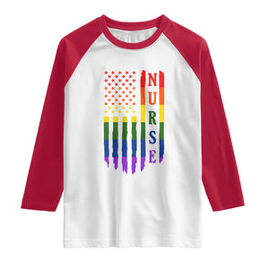Rainbow RN Ally Pride Month Raglan Shirt LGBTQ Healthcare Worker TS12 White Red Print Your Wear
