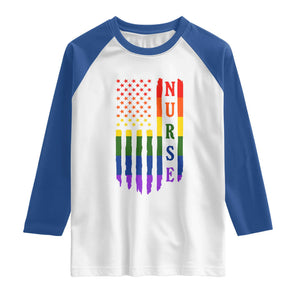 Rainbow RN Ally Pride Month Raglan Shirt LGBTQ Healthcare Worker TS12 White Royal Print Your Wear