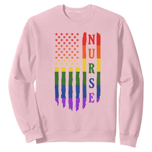 Rainbow RN Ally Pride Month Sweatshirt LGBTQ Healthcare Worker TS12 Light Pink Print Your Wear