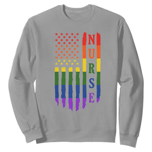 Rainbow RN Ally Pride Month Sweatshirt LGBTQ Healthcare Worker TS12 Sport Gray Print Your Wear