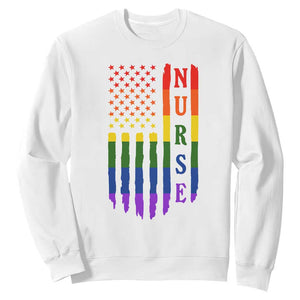 Rainbow RN Ally Pride Month Sweatshirt LGBTQ Healthcare Worker TS12 White Print Your Wear