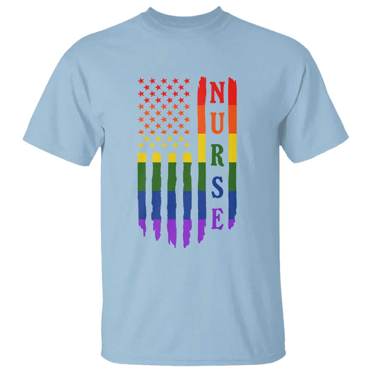 Rainbow RN Ally Pride Month T Shirt LGBTQ Healthcare Worker TS12 Light Blue Print Your Wear