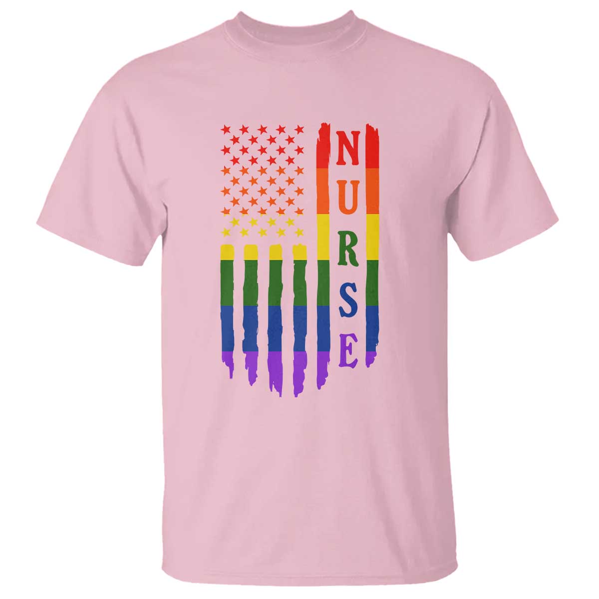 Rainbow RN Ally Pride Month T Shirt LGBTQ Healthcare Worker TS12 Light Pink Print Your Wear