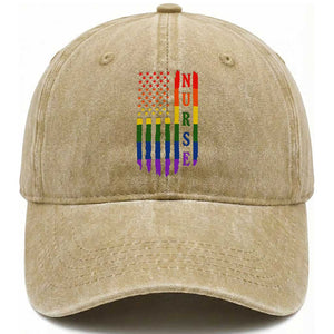 Rainbow RN Ally Pride Month Washed Cotton Baseball Cap LGBTQ Healthcare Worker TS12 Print Your Wear