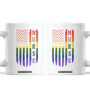 Rainbow RN Ally Pride Month Coffee Mug LGBTQ Healthcare Worker TS12 White Print Your Wear