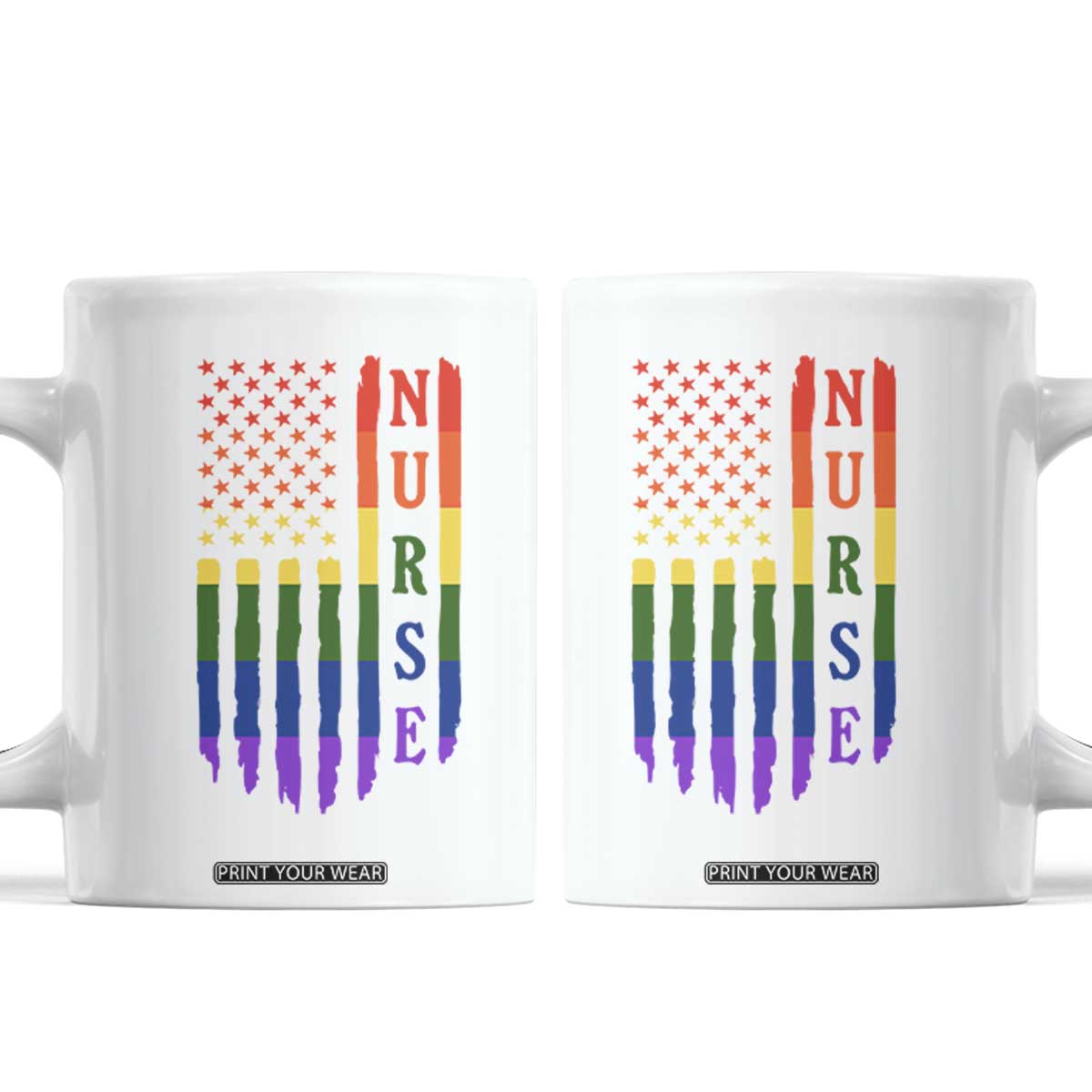Rainbow RN Ally Pride Month Coffee Mug LGBTQ Healthcare Worker TS12 White Print Your Wear
