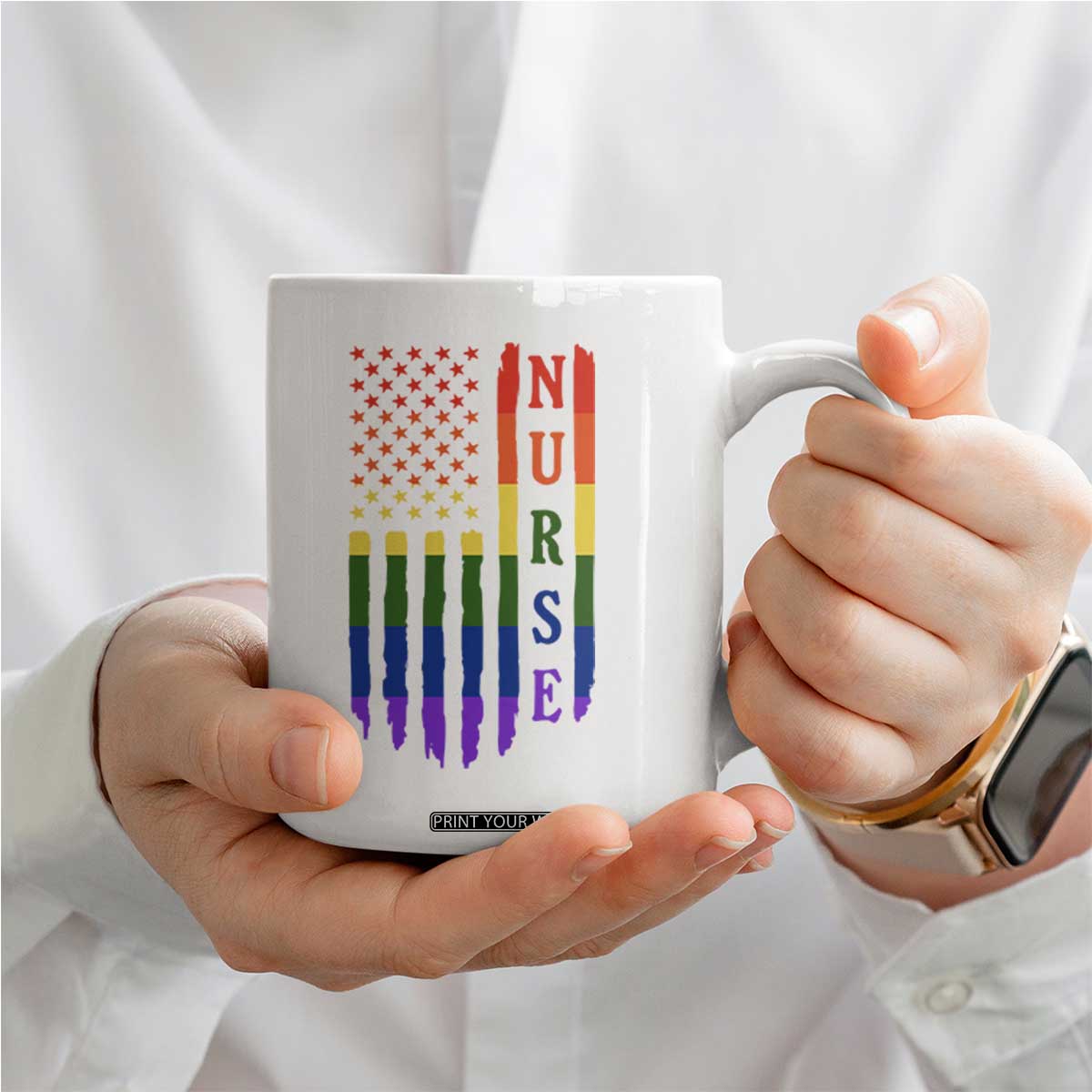 Rainbow RN Ally Pride Month Coffee Mug LGBTQ Healthcare Worker TS12 Print Your Wear