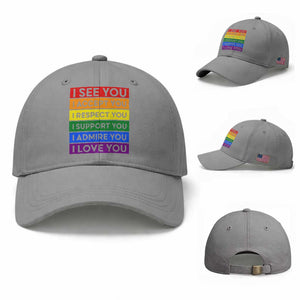 I See Accept Respect Support Admire Love You Baseball Cap LGBT Ally Pride Graphic TS12 Baseball Cap Universal Fit Sport Gray Print Your Wear