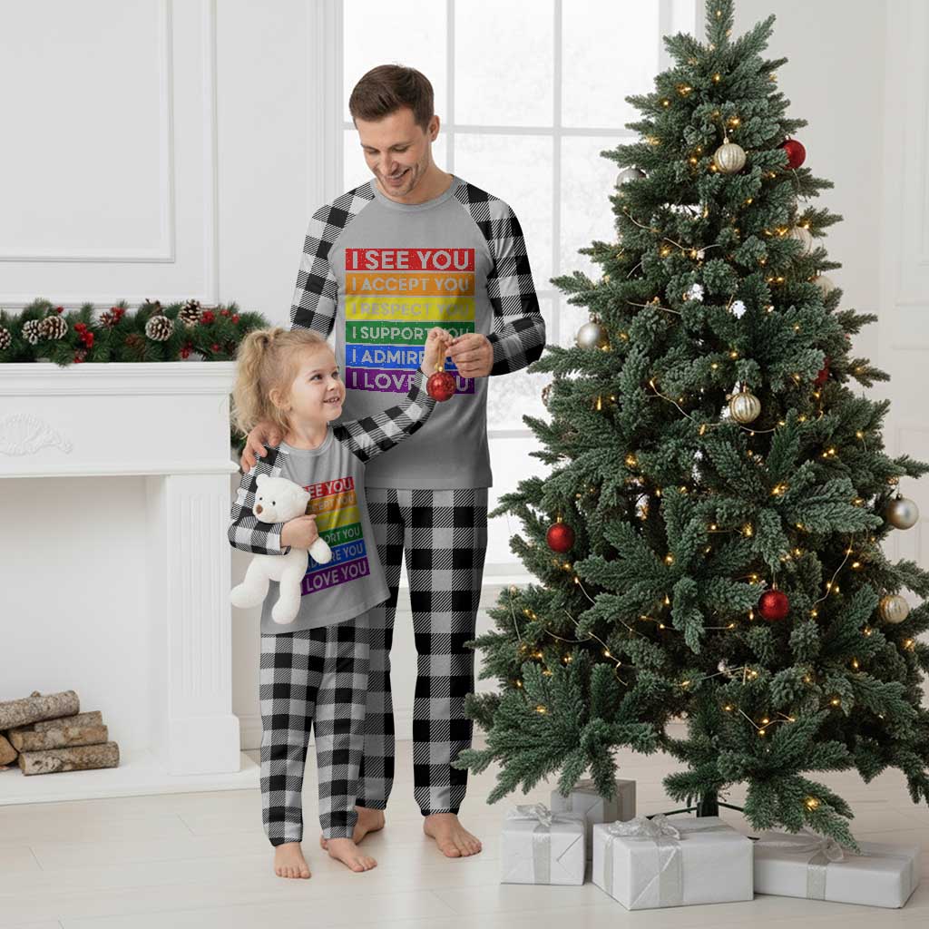 I See Accept Respect Support Admire Love You Plaid Pajama Set LGBT Ally Pride Graphic TS12 White Plaid Print Your Wear