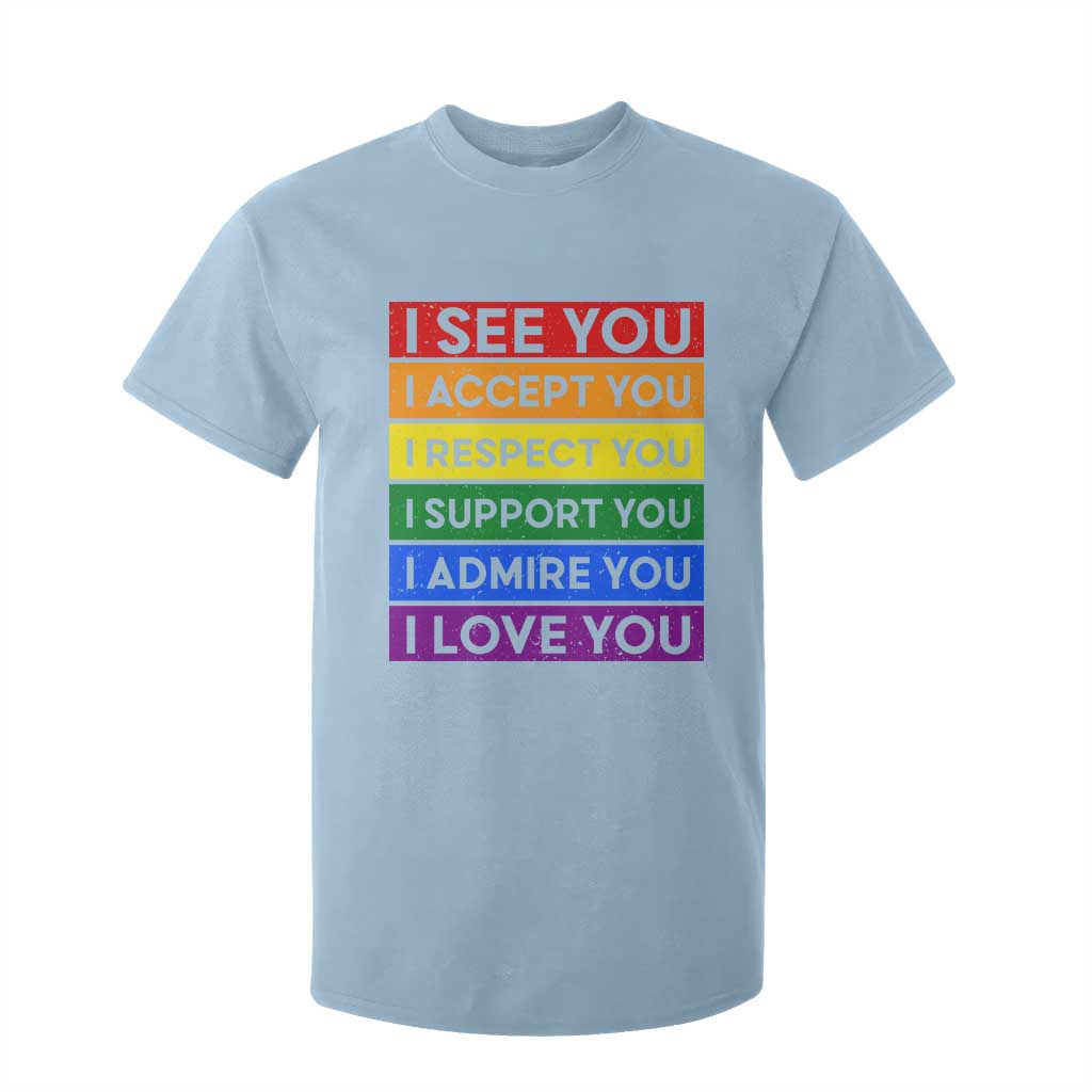 I See Accept Respect Support Admire Love You T Shirt For Kid LGBT Ally Pride Graphic TS12 Light Blue Print Your Wear