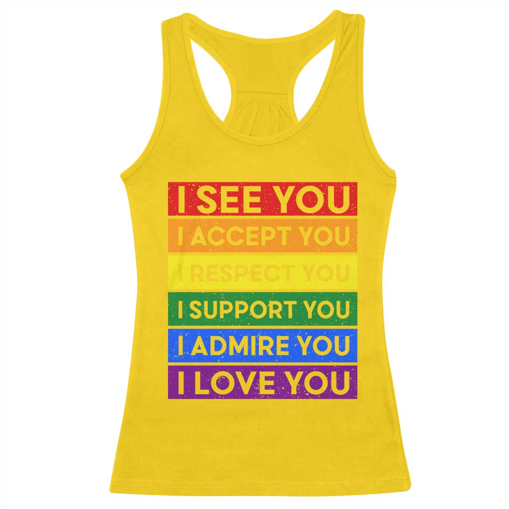 I See Accept Respect Support Admire Love You Racerback Tank Top LGBT Ally Pride Graphic TS12 Daisy Print Your Wear