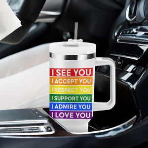 I See Accept Respect Support Admire Love You Tumbler With Handle LGBT Ally Pride Graphic TS12 Print Your Wear
