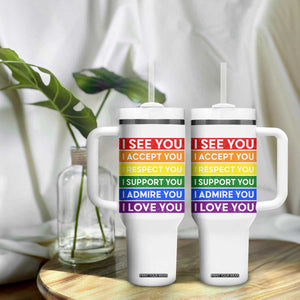 I See Accept Respect Support Admire Love You Tumbler With Handle LGBT Ally Pride Graphic TS12 Print Your Wear