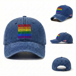 I See Accept Respect Support Admire Love You Washed Cotton Baseball Cap LGBT Ally Pride Graphic TS12 Washed Cap Universal Fit Royal Blue Print Your Wear