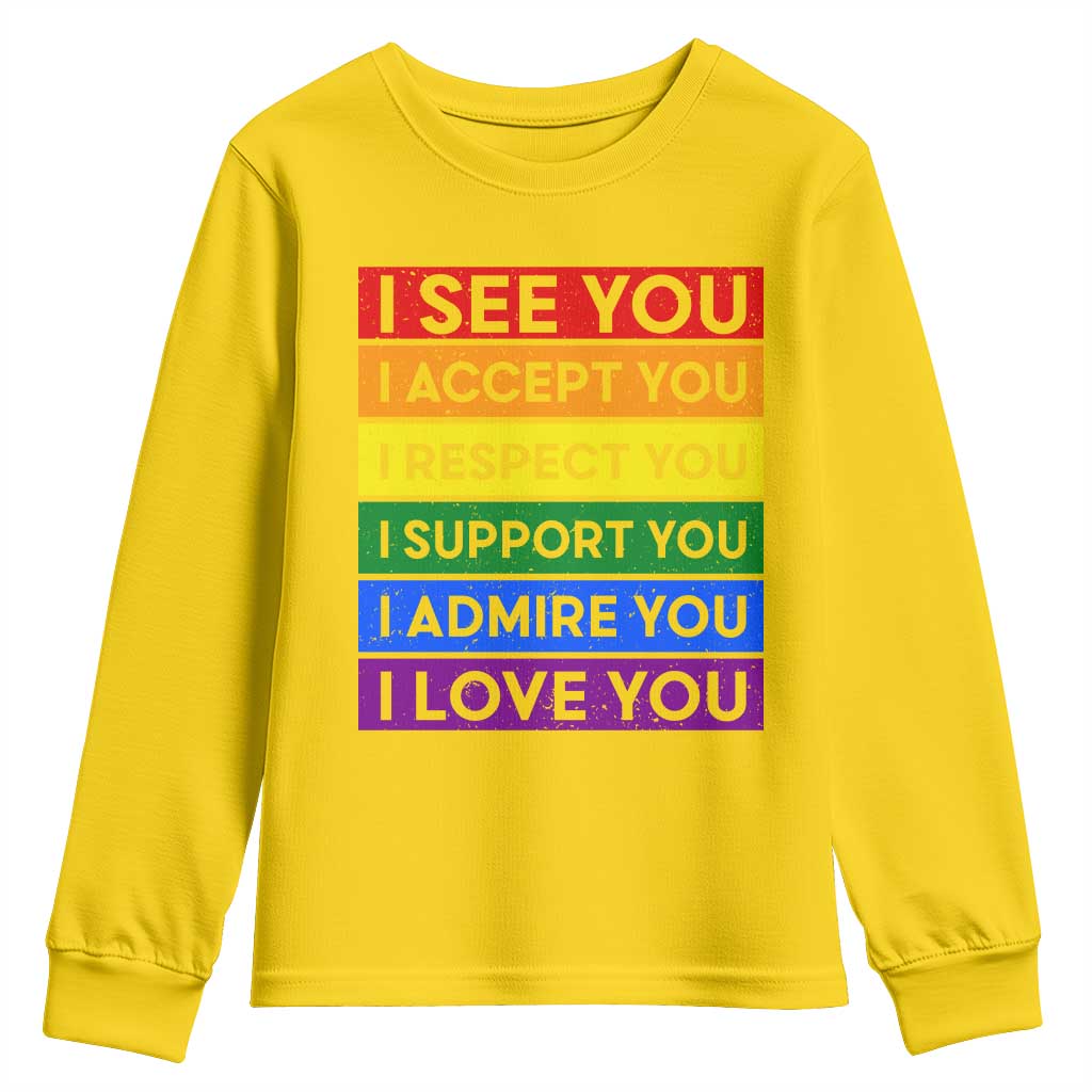 I See Accept Respect Support Admire Love You Youth Sweatshirt LGBT Ally Pride Graphic TS12 Daisy Print Your Wear