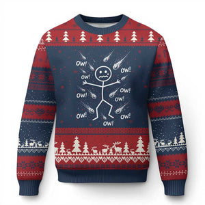 Funny Stick Figure Meteor Shower Ugly Christmas Sweater Cosmic Joke TS12 Navy Red Print Your Wear