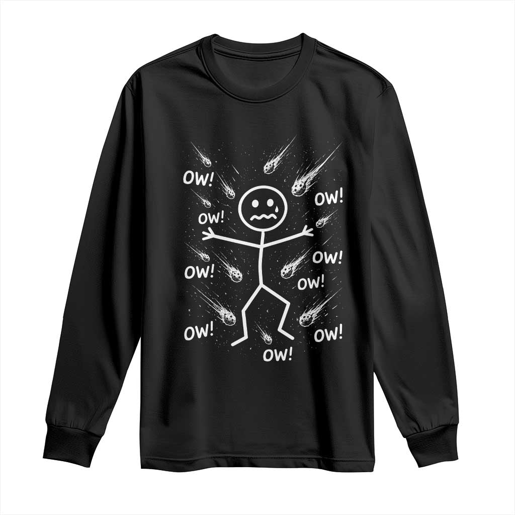 Funny Stick Figure Meteor Shower Long Sleeve Shirt Cosmic Joke TS12 Black Print Your Wear