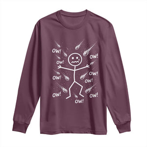 Funny Stick Figure Meteor Shower Long Sleeve Shirt Cosmic Joke TS12 Maroon Print Your Wear