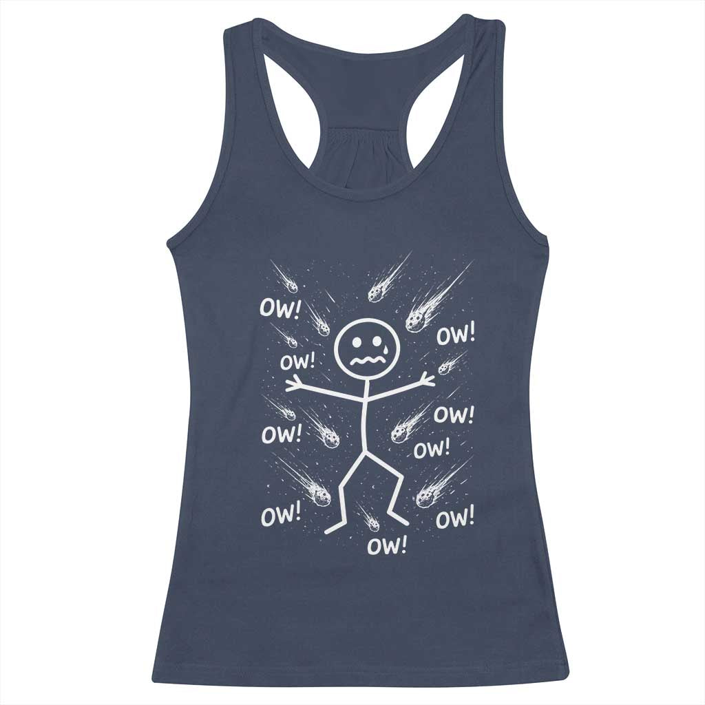 Funny Stick Figure Meteor Shower Racerback Tank Top Cosmic Joke TS12 Navy Print Your Wear