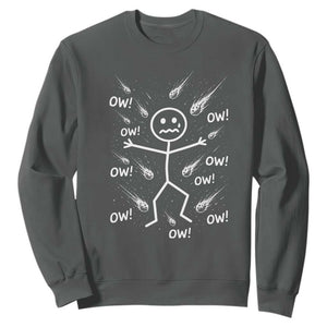 Funny Stick Figure Meteor Shower Sweatshirt Cosmic Joke TS12 Dark Heather Print Your Wear