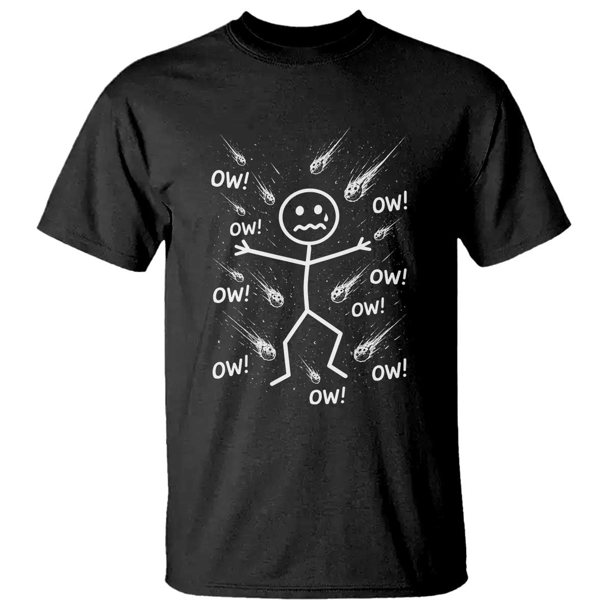 Funny Stick Figure Meteor Shower T Shirt Cosmic Joke TS12 Black Print Your Wear