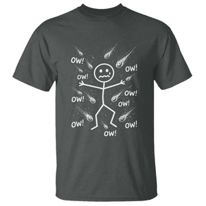 Funny Stick Figure Meteor Shower T Shirt Cosmic Joke TS12 Dark Heather Print Your Wear