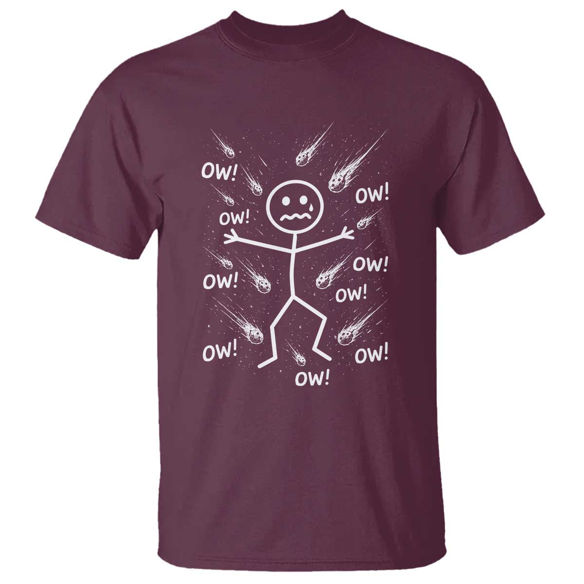 Funny Stick Figure Meteor Shower T Shirt Cosmic Joke TS12 Maroon Print Your Wear