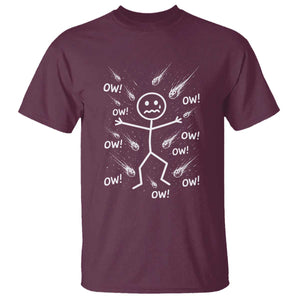 Funny Stick Figure Meteor Shower T Shirt Cosmic Joke TS12 Maroon Print Your Wear