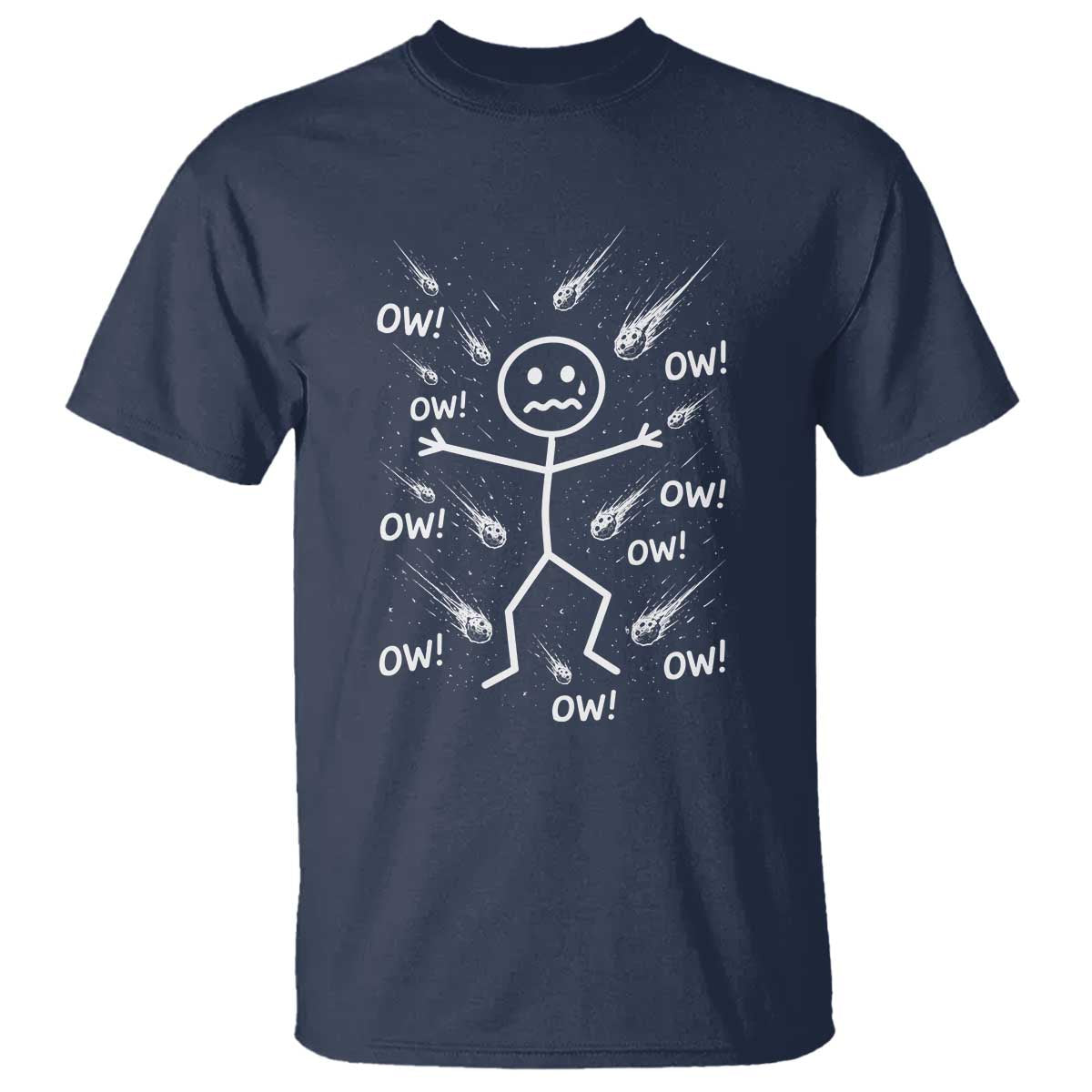 Funny Stick Figure Meteor Shower T Shirt Cosmic Joke TS12 Navy Print Your Wear