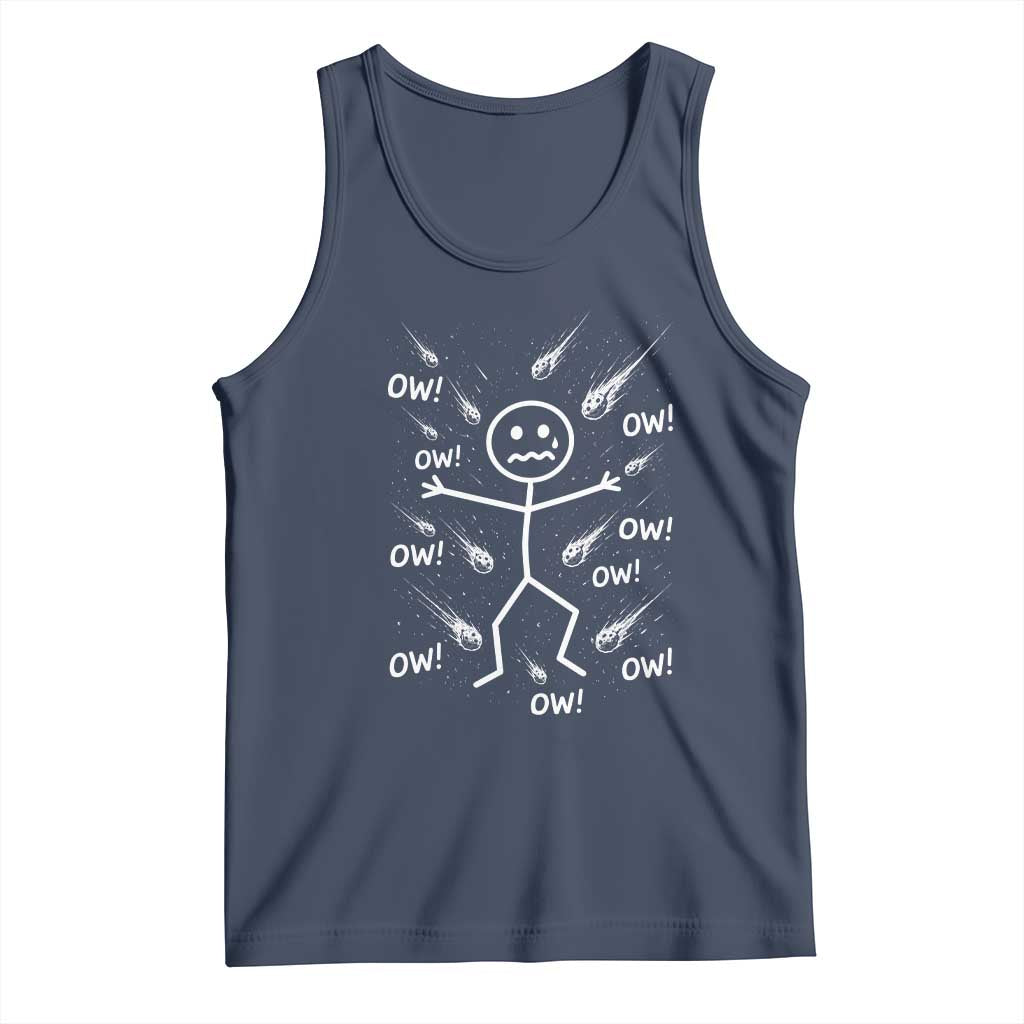 Funny Stick Figure Meteor Shower Tank Top Cosmic Joke TS12 Navy Print Your Wear