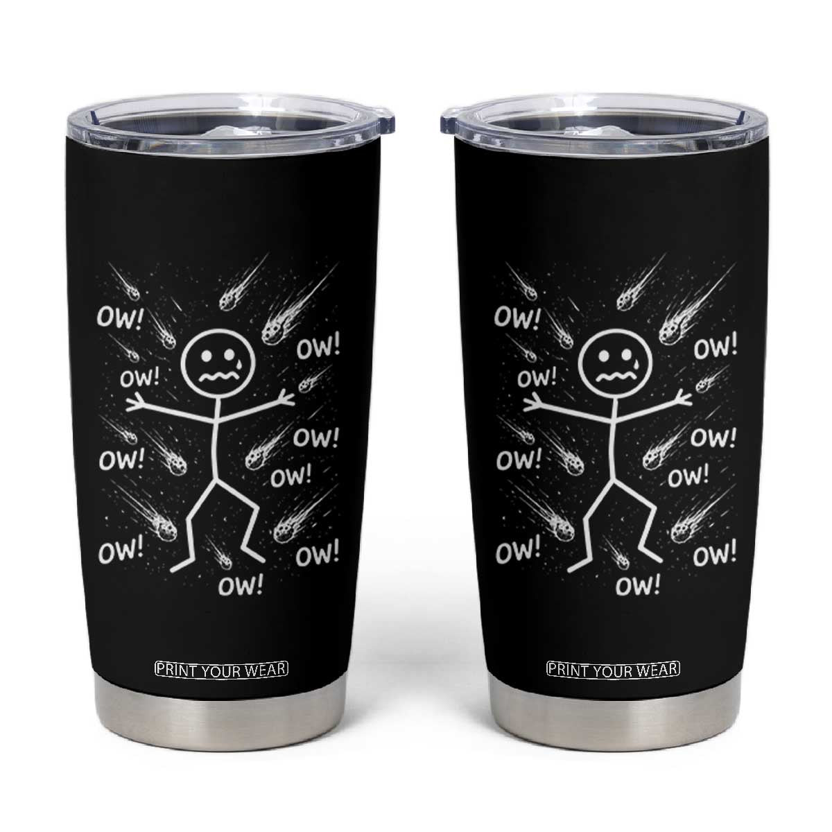Funny Stick Figure Meteor Shower Tumbler Cup Cosmic Joke TS12 Black Print Your Wear