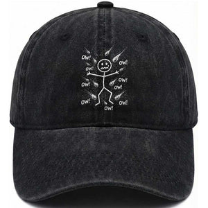 Funny Stick Figure Meteor Shower Washed Cotton Baseball Cap Cosmic Joke TS12 Print Your Wear
