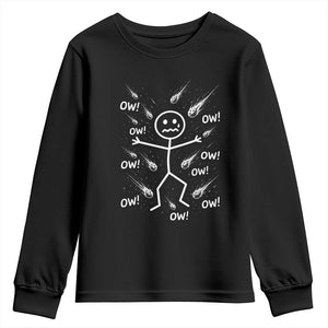 Funny Stick Figure Meteor Shower Youth Sweatshirt Cosmic Joke TS12 Black Print Your Wear
