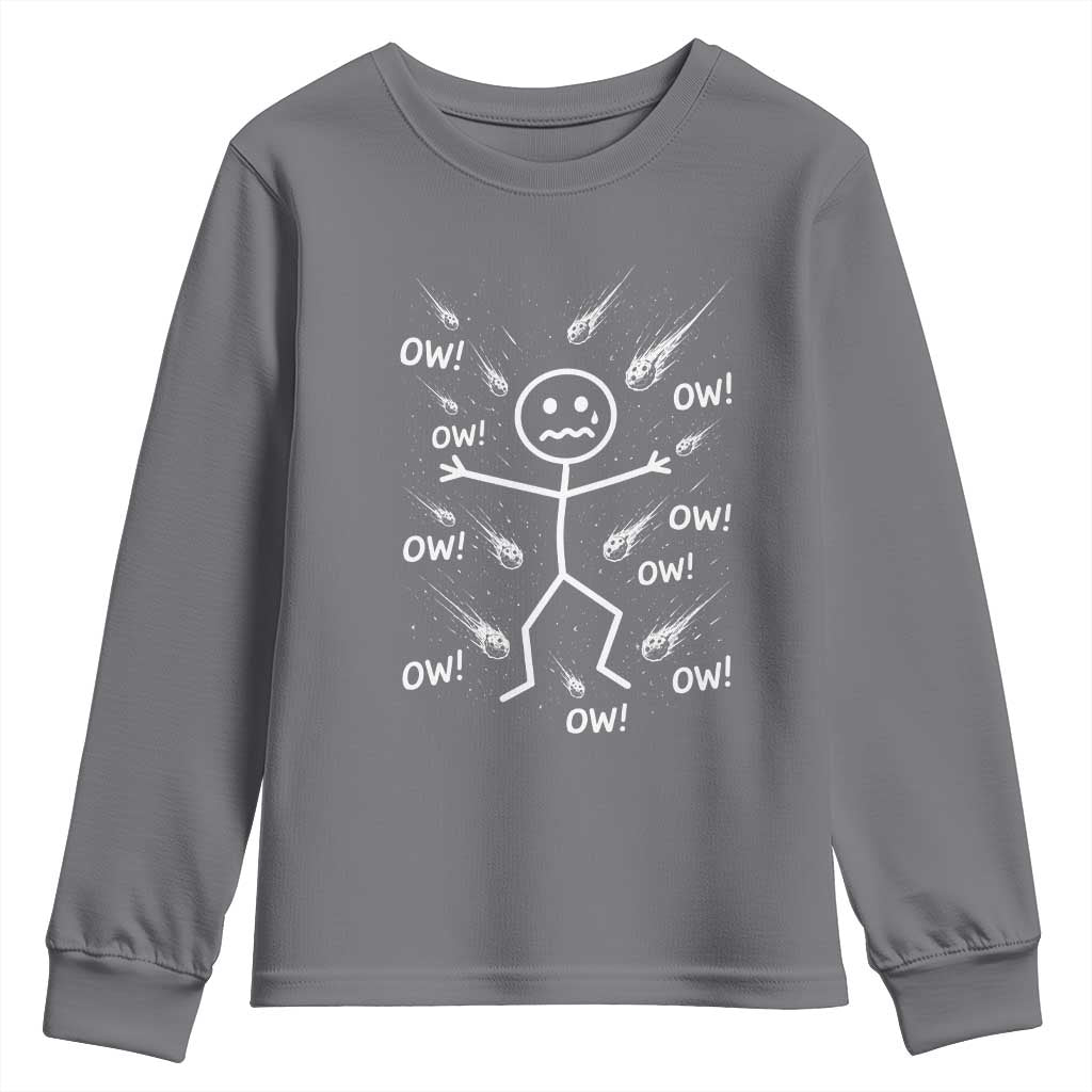 Funny Stick Figure Meteor Shower Youth Sweatshirt Cosmic Joke TS12 Charcoal Print Your Wear