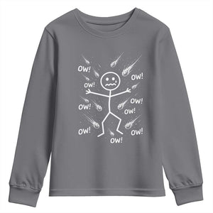 Funny Stick Figure Meteor Shower Youth Sweatshirt Cosmic Joke TS12 Charcoal Print Your Wear
