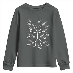 Funny Stick Figure Meteor Shower Youth Sweatshirt Cosmic Joke TS12 Dark Heather Print Your Wear