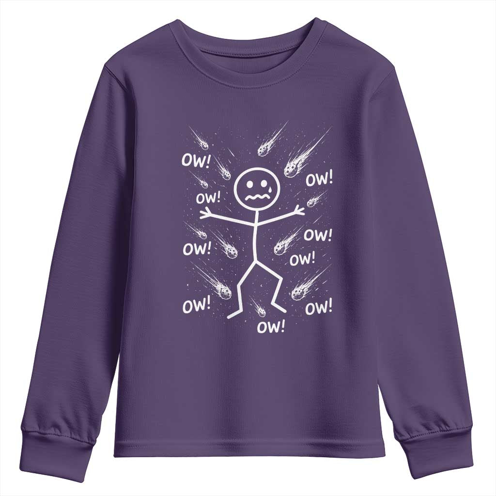 Funny Stick Figure Meteor Shower Youth Sweatshirt Cosmic Joke TS12 Purple Print Your Wear