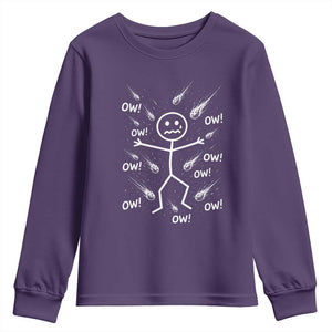 Funny Stick Figure Meteor Shower Youth Sweatshirt Cosmic Joke TS12 Purple Print Your Wear