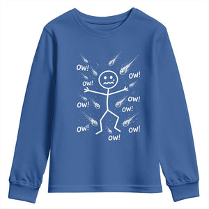 Funny Stick Figure Meteor Shower Youth Sweatshirt Cosmic Joke TS12 Royal Blue Print Your Wear