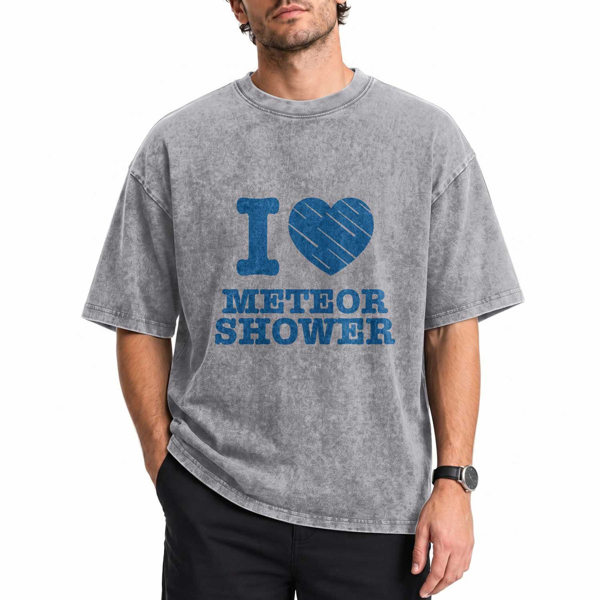 Meteor Shower Lover Washed Cotton T-Shirt Astronomy Enthusiast Gift
