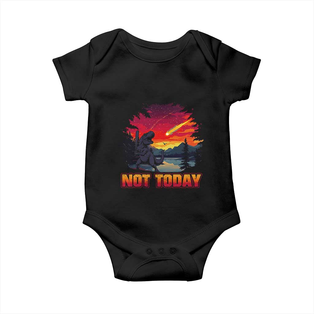Funny Dinosaur Baseball Meteorite Baby Onesie Not Today TS12 Black Print Your Wear