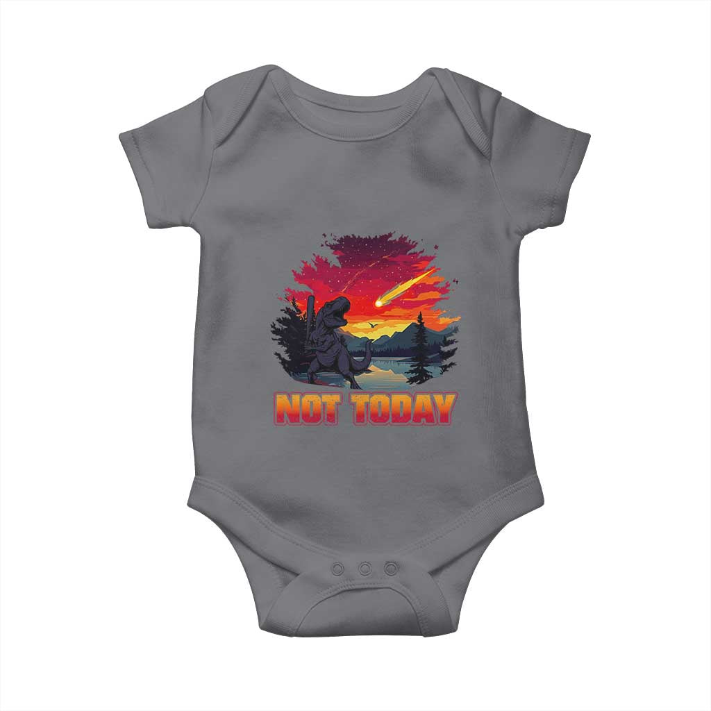 Funny Dinosaur Baseball Meteorite Baby Onesie Not Today TS12 Charcoal Print Your Wear