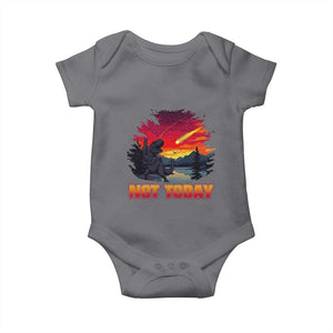 Funny Dinosaur Baseball Meteorite Baby Onesie Not Today TS12 Charcoal Print Your Wear