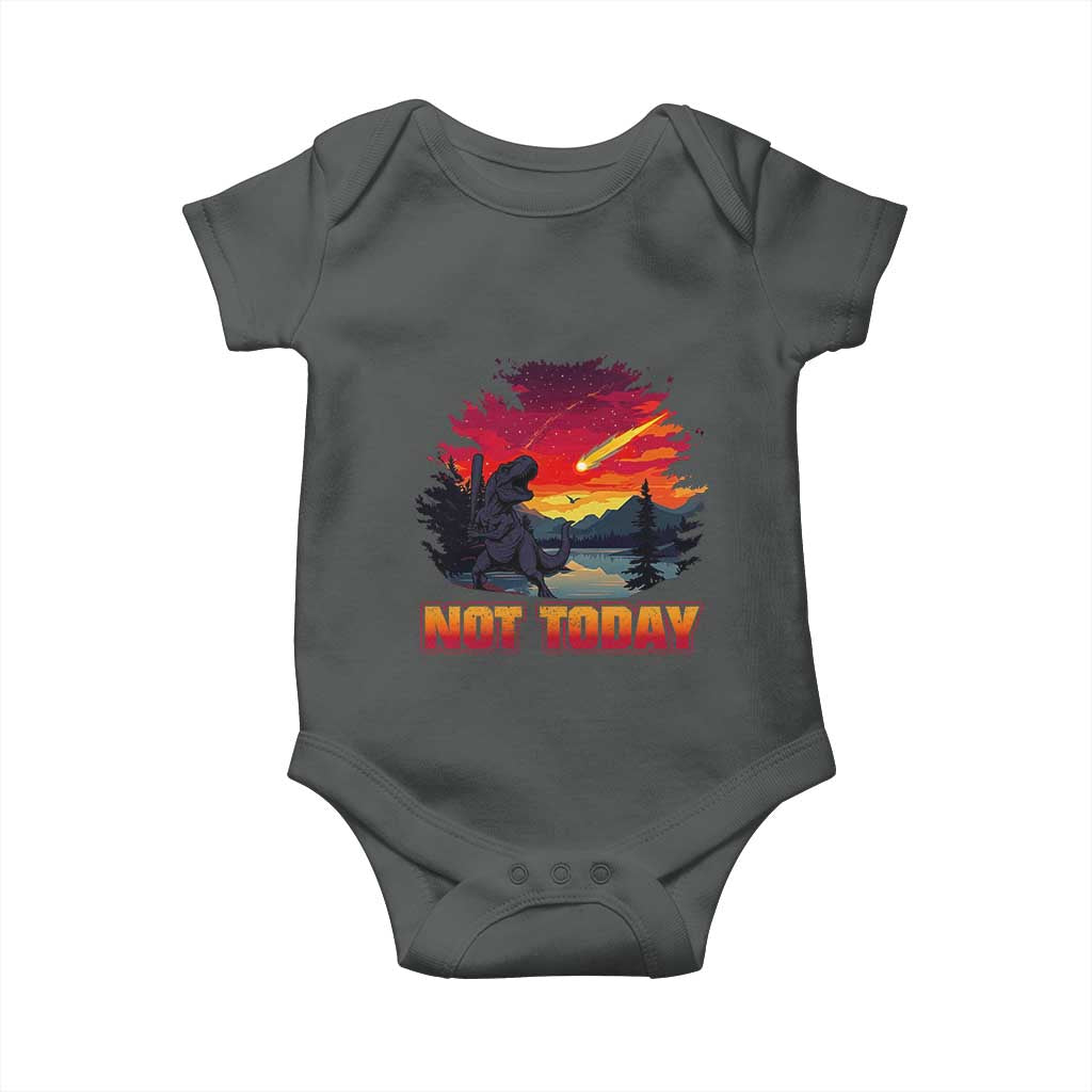 Funny Dinosaur Baseball Meteorite Baby Onesie Not Today TS12 Dark Heather Print Your Wear