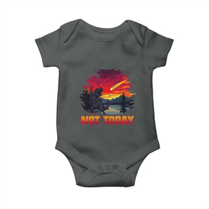 Funny Dinosaur Baseball Meteorite Baby Onesie Not Today TS12 Dark Heather Print Your Wear