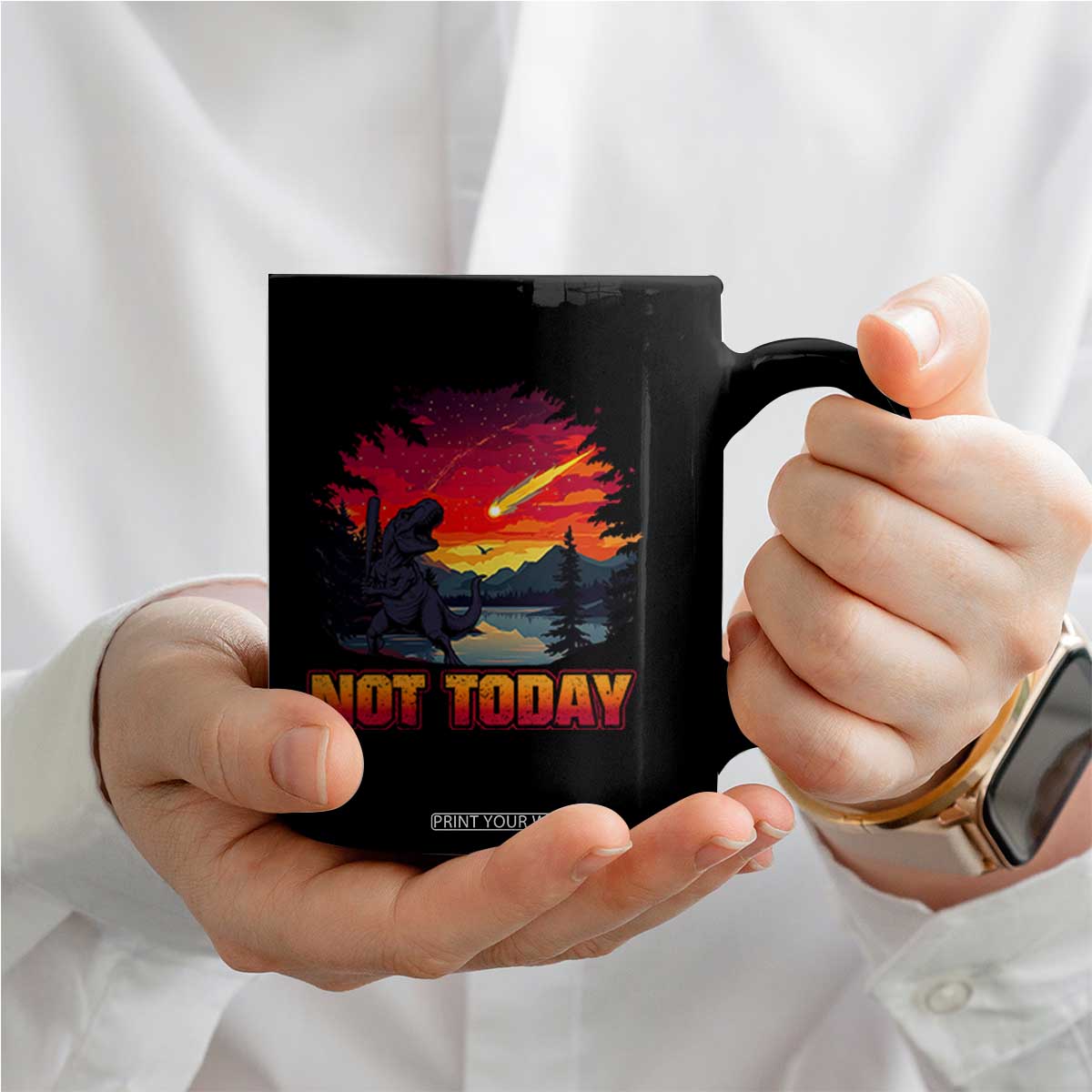 Funny Dinosaur Baseball Meteorite Coffee Mug Not Today TS12 Print Your Wear