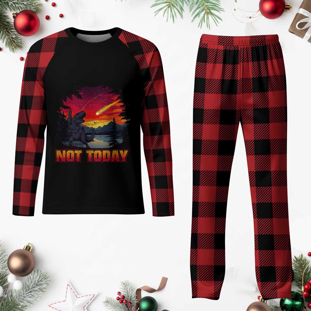 Funny Dinosaur Baseball Meteorite Plaid Pajama Set Not Today TS12 Buffalo Plaid Print Your Wear