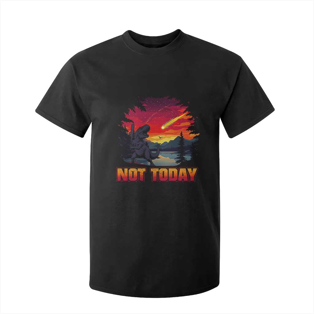 Funny Dinosaur Baseball Meteorite T Shirt For Kid Not Today TS12 Black Print Your Wear